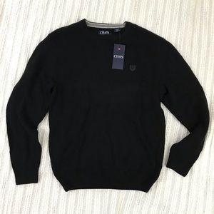 Chaps Black Crew Neck Pullover Sweater